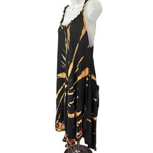 Shoreline 2xl sleeveless rayon boho spiral tie dye umbrella dress beaded straps